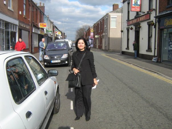 while walking at Blackpool in a cold morning